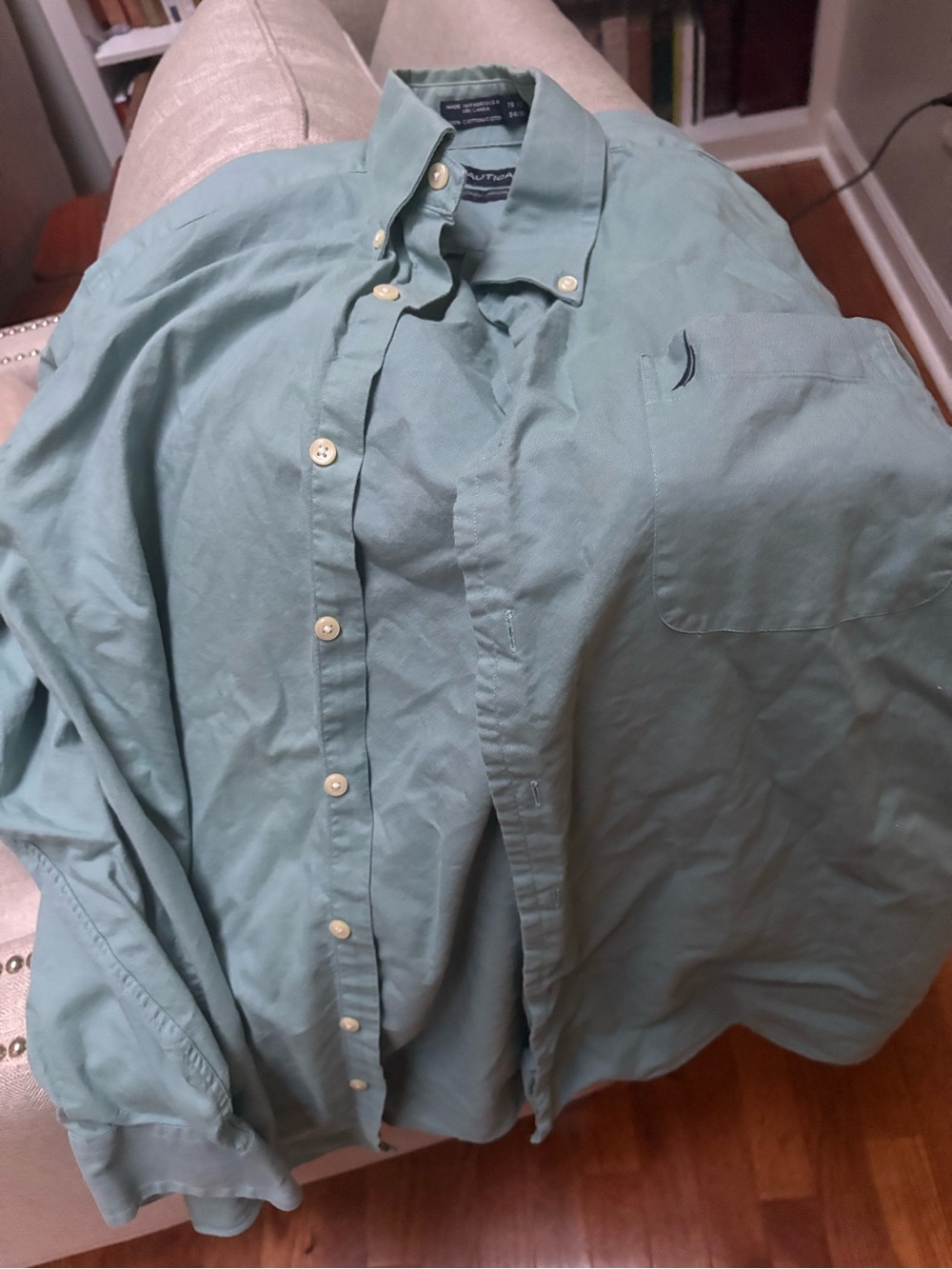 Nautica Men's Light Sea Green Button-Down Shirt